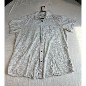 Modern Amusement XL Mens Floral Button Up Shirt Gray Short Sleeve Casual Summer